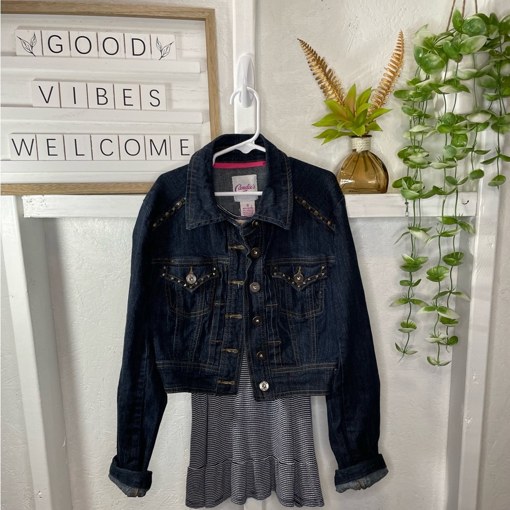 Candies Spike Studded Denim Jacket with Mossimo Tank Top - Girls Junior Small